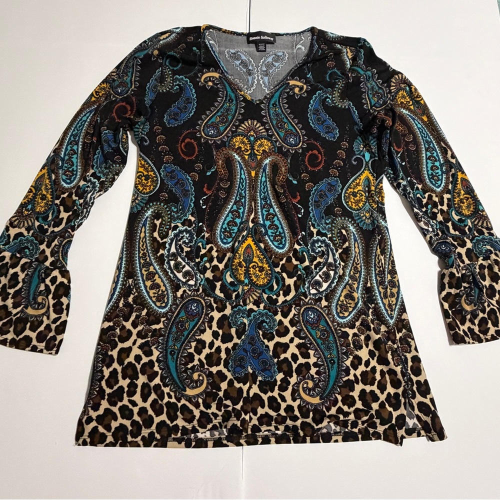 Ronnie Salloway Multicolor Paisley and Leopard Print Tunic